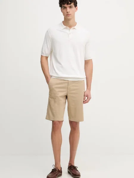 Tricou polo Paul&shark de mătase bej