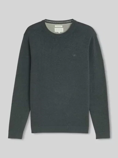 Sweter w kroju regular fit z czystej bawełny Tom Tailor oliwkowy