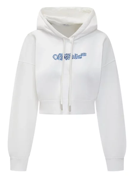 Hanorac cu glugă Off-white cu imagine alb