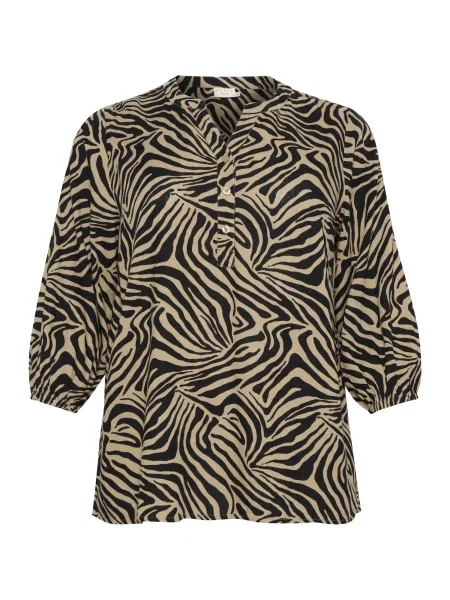 KAFFE CURVE Blúzka Mille tmavobéžová čierna