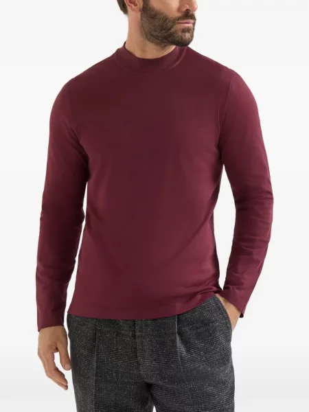 Lung tricou Brunello Cucinelli din jerseu roșu