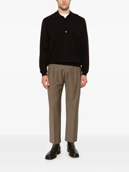 Μάλλινο polo Low Brand καφέ