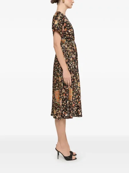 Rochie Nissa cu model floral cu imagine negru