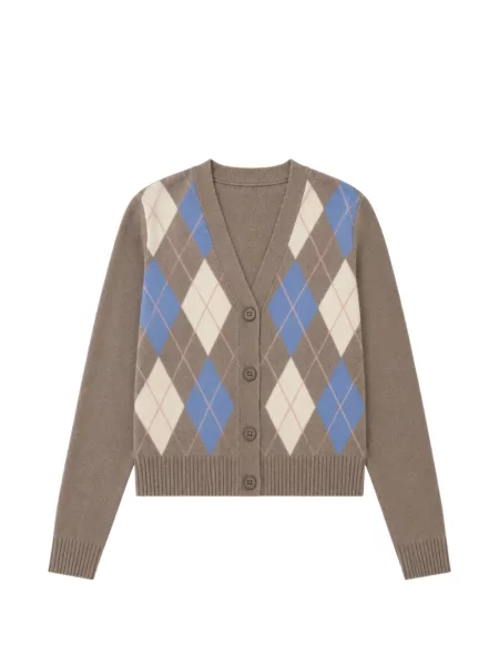 Cardigan Chinti & Parker cu decolteu în V cu model argyle maro