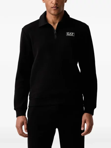 Hanorac cu fermoar Ea7 Emporio Armani cu autograf negru