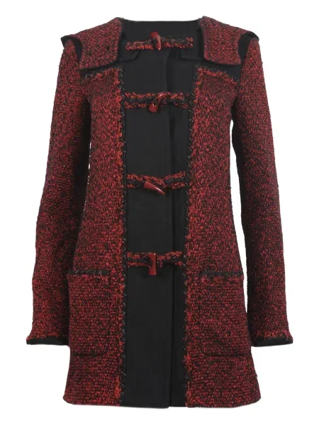 Kabát Chanel Pre-owned s přední kapsou červený