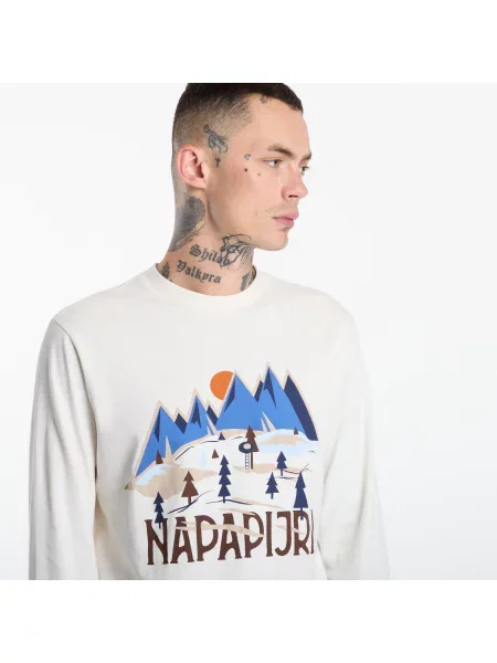 Тениска Napapijri Tee Long-Sleeve T-Shirt White XL бяло