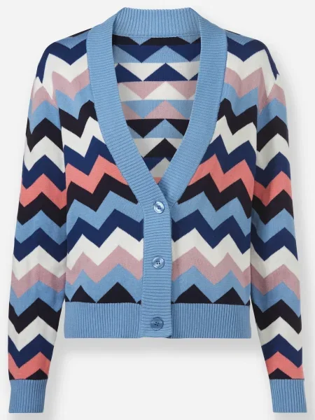 Heine Geacă tricotată azuriu / corai / negru alb