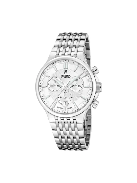 FESTINA Analogové hodinky Chronograph Chrono Swiss Made stříbrná