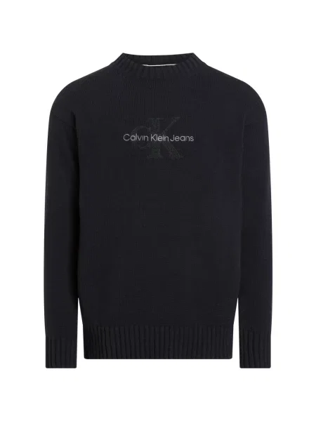 Sweter Calvin Klein z okrągłym dekoltem czarny