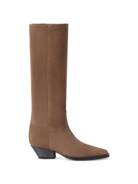 Botine Brunello Cucinelli din piele de căprioară maro
