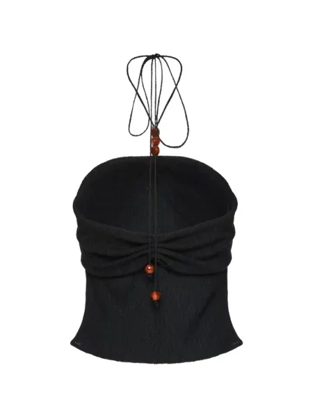 Top Magda Butrym cu mărgele cu gât halter negru