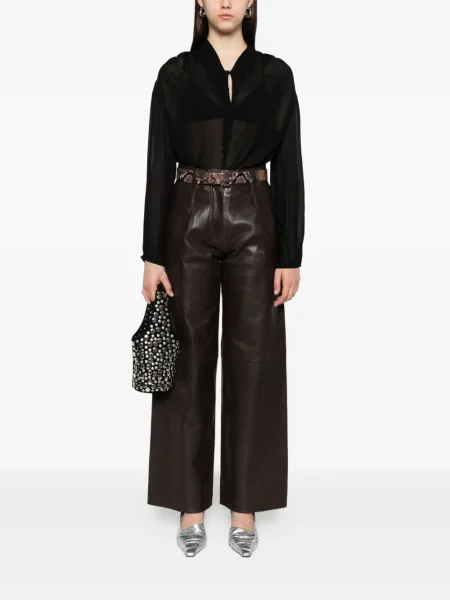 Pantaloni Forte_forte din piele maro