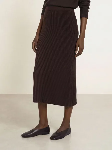 Allude Pletená Sukně S Kašmírem tmavě hnědá