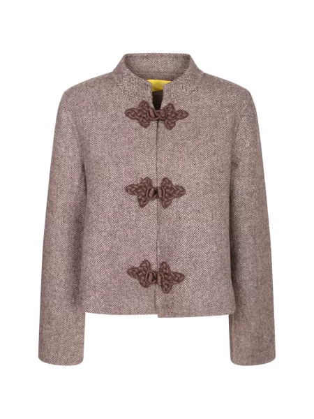 Geacă Philippa 1970 cu model herringbone țesută maro