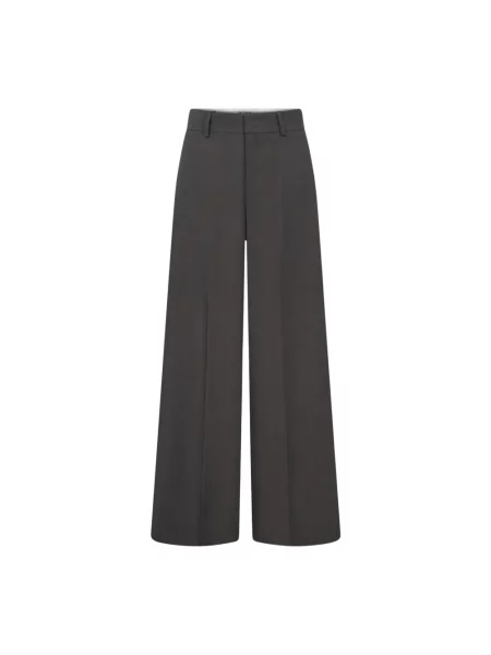 Lniane spodnie Rossi biznesowe szare