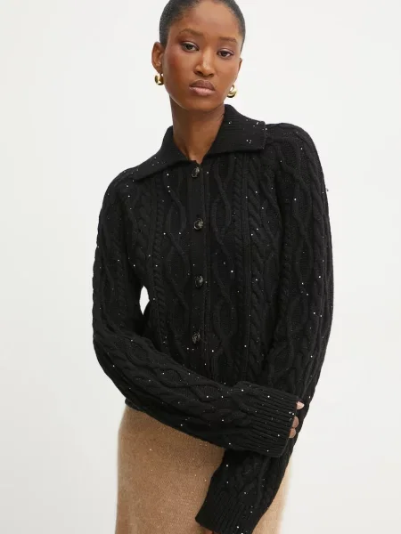 Liviana Conti cardigan din amestec de lana călduros negru