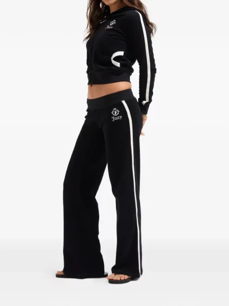 Хавлиени суичър с качулка Juicy Couture бродиран черно