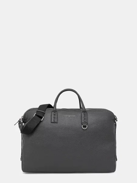 Usnjena torba Tommy Hilfiger siva