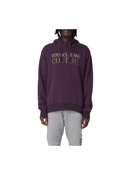 Bluza z kapturem Versace Jeans Couture z logo fioletowa