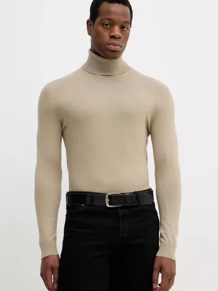 Sisley sweter lekki z golferm beżowy