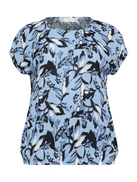 KAFFE CURVE Tricou KCAmi azuriu / negru alb