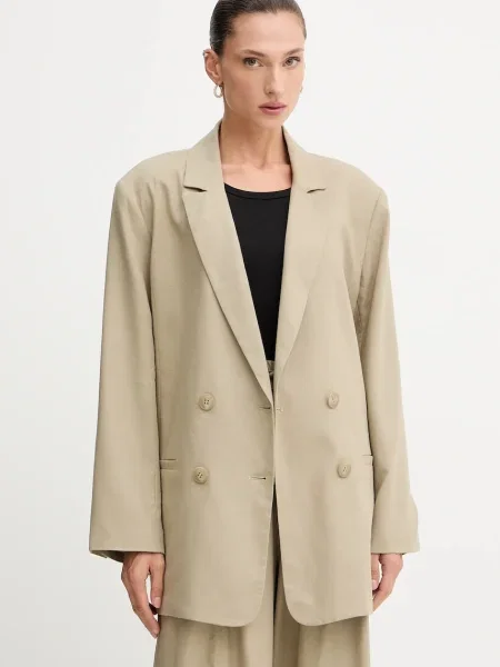 Gestuz blazer din amestec de in verde