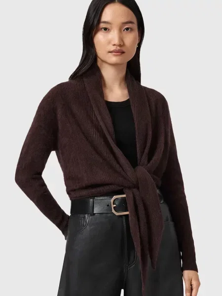 AllSaints cardigan din cașmir light maro