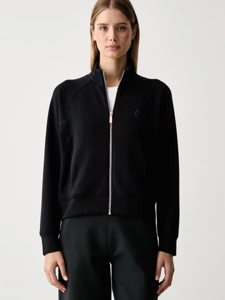 Skechers hanorac cu pentru femei cu vâscoză COZY LUXE JACKET negru