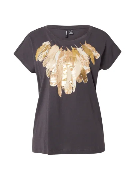 VERO MODA Tricou VMJEANI / galben auriu / gri închis bej