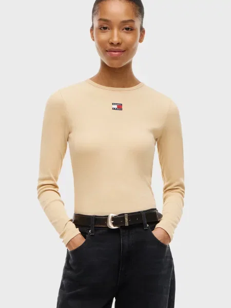 Лонгслів Tommy Jeans бежевий