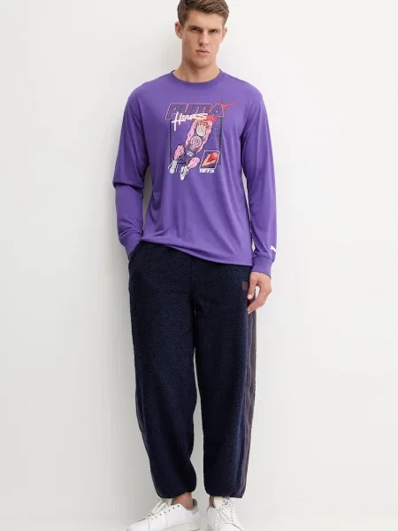 Лонгслив Puma с принтом фиолетовый