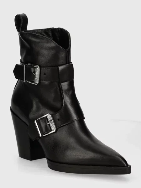 Кожени боти Karl Lagerfeld KOWBOY с дебел черно