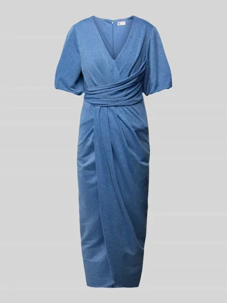 Sukienka koktajlowa z zakładką V By Vera Mont niebieska