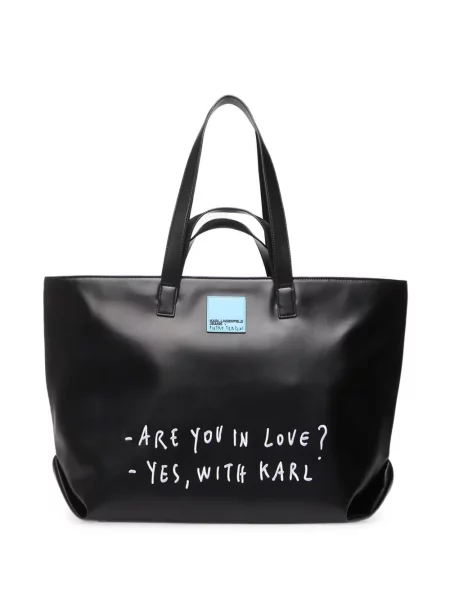Geantă shopper Karl Lagerfeld Jeans cu autograf negru