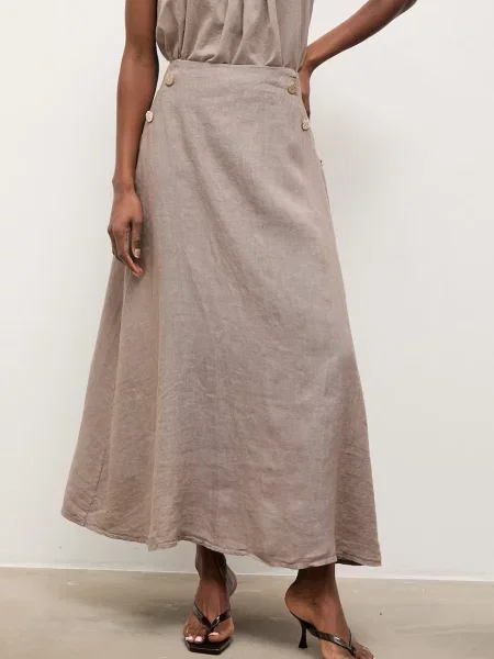 Answear.LAB spódnica lniana beżowa