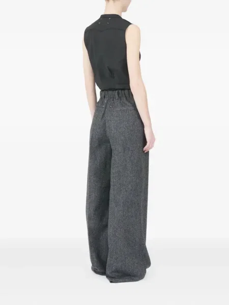 Pantaloni Maison Margiela de lână plisate gri