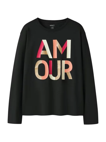 NAME IT Tricou NKFORINDA auriu / portocaliu caisă / roz zmeură negru