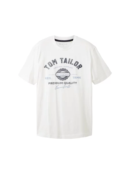 TOM TAILOR Tricou albastru porumbel / gri închis / lână alb