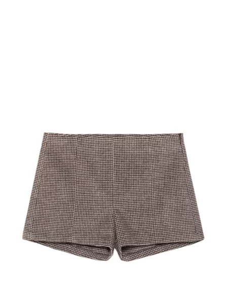 Pantaloni scurți Maggie Marilyn cu model herringbone maro