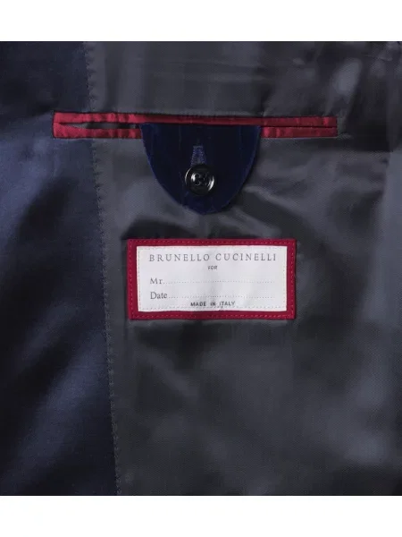Costum Brunello Cucinelli de catifea albastru