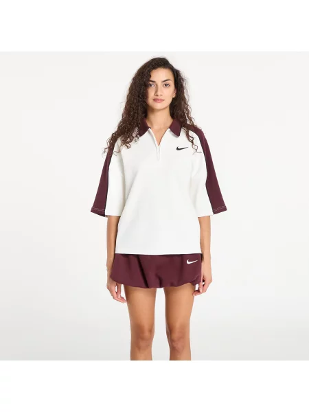 Tričko Nike W Ss Polo Sail/ Burgundy Crush L vínové