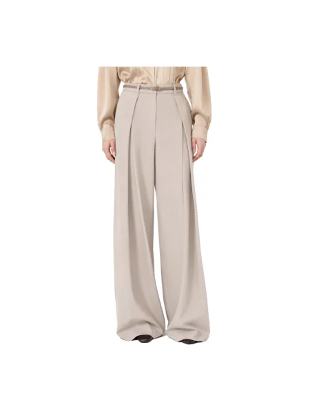 Spodnie Max Mara Studio wełniane beżowe