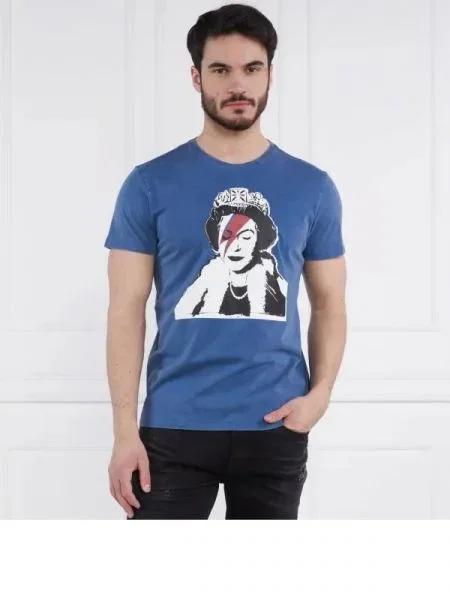 GUESS Póló BANKSY QUEEN kék
