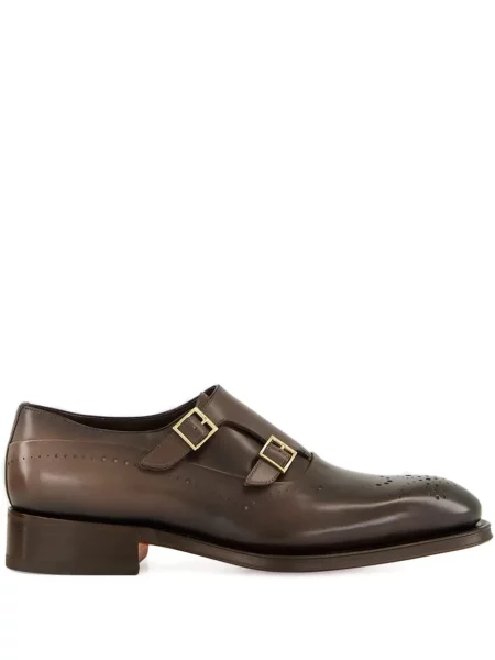 Pantofi monk Santoni cu cataramă maro