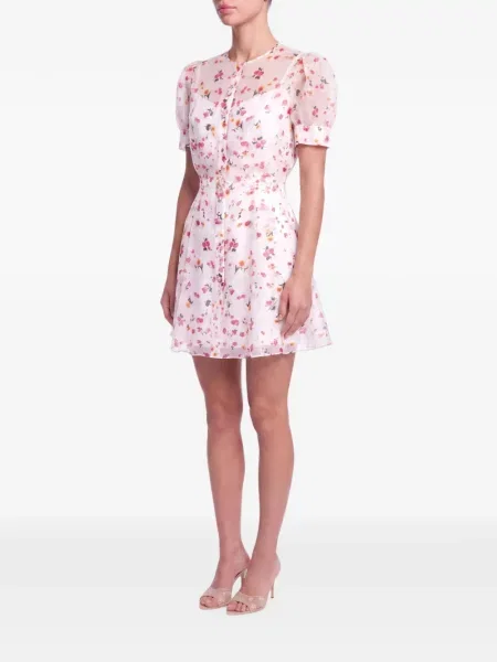 Rochie mini Post Meridiem de mătase cu model floral cu imagine alb