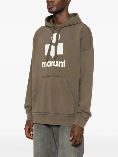 Hanorac cu glugă Isabel Marant cu imagine maro