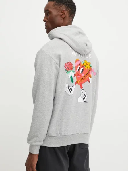 Geacă Adidas Originals cu glugă gri
