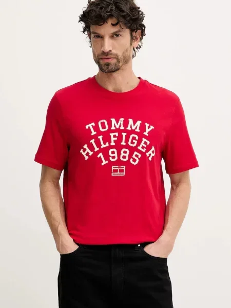 Tričko Tommy Hilfiger s potiskem červená