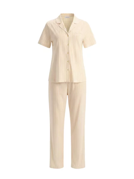 Dagi Pijama galben curry / galben deschis alb